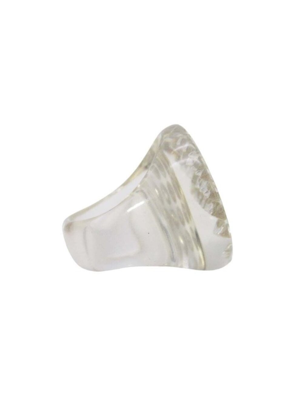 Chanel Vintage Line Stone CC Logo Clear Round Ring Transparent - Picture 6 of 9